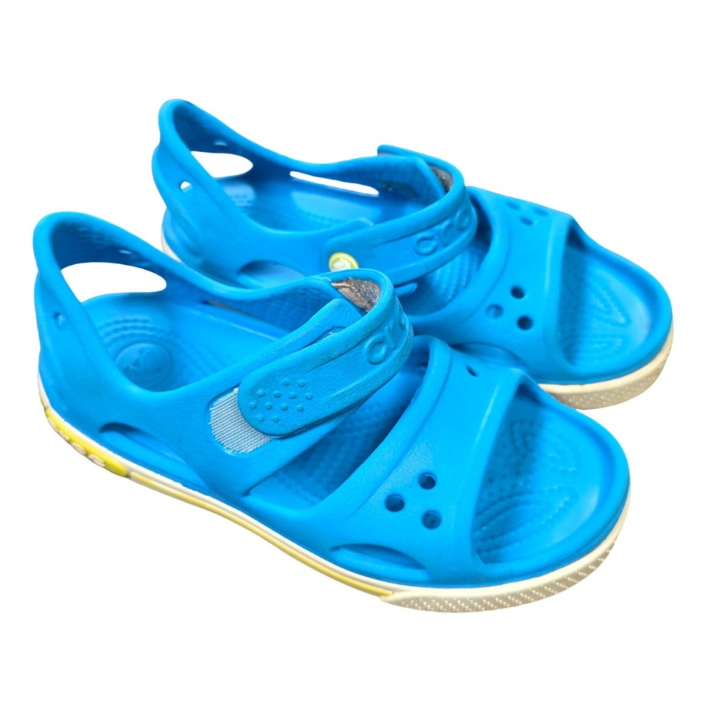 Crocs Crocband II Sandal Kid's Size C12 Blue Yellow White Sporty Water Shoe
